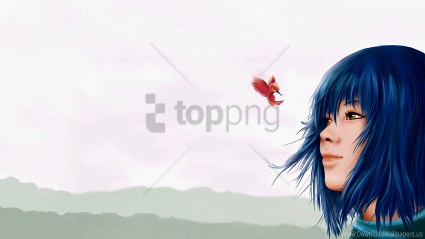 Bird Eyes Face Girl Wallpaper PNG Format