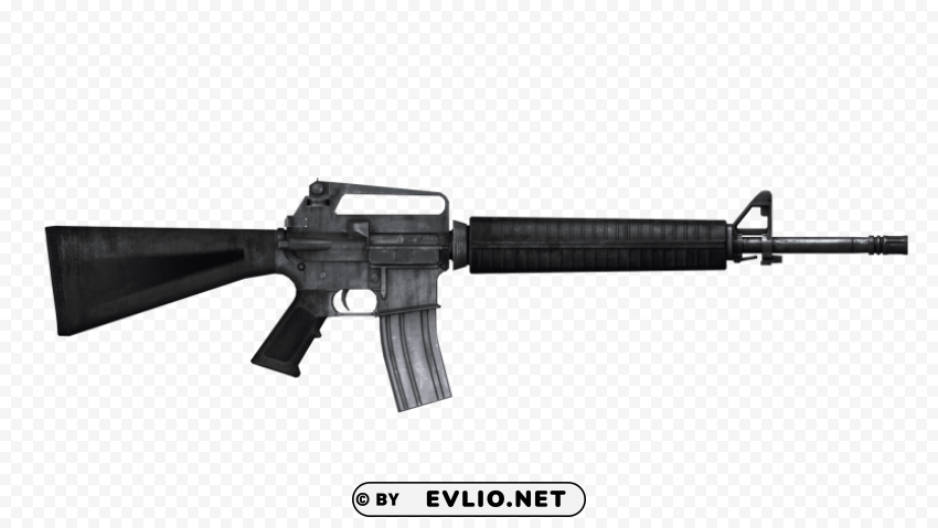 black assault rifle Isolated Object with Transparent Background in PNG