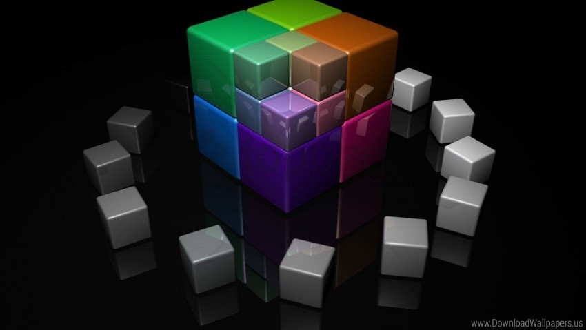 bright colorful cube cubes wallpaper Isolated Character on Transparent Background PNG