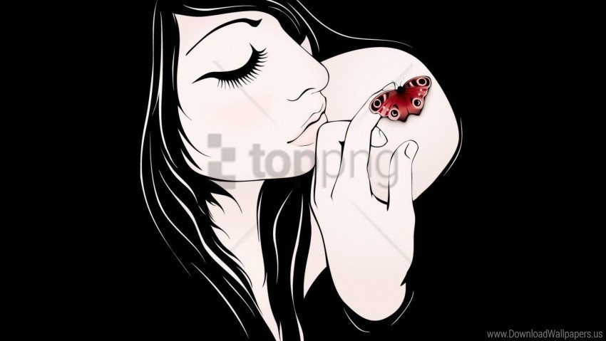 butterfly face girl shoulder wallpaper PNG files with no background free