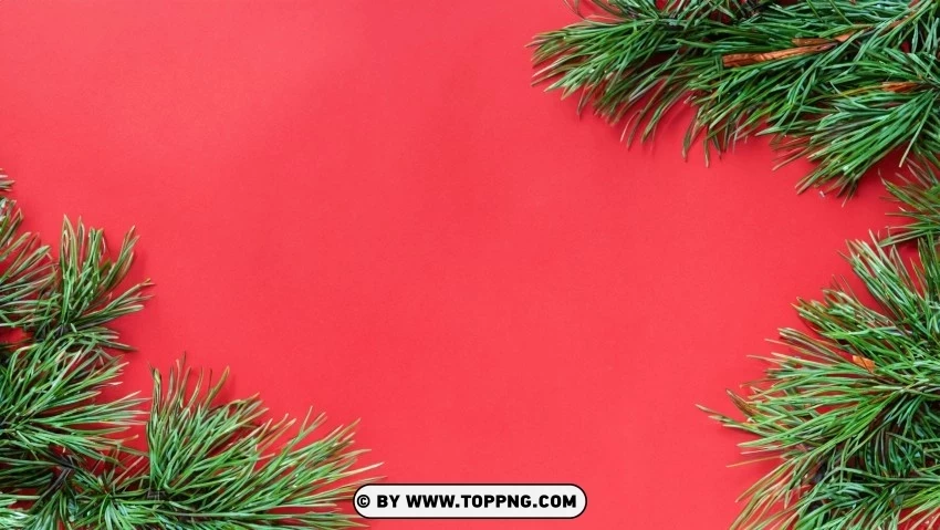 Christmas Scene Red  Green Pine Branches Background PNG Images With Transparent Layer