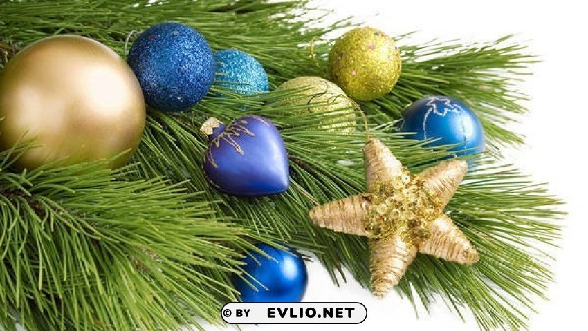 christmaswith gold and blue christmas balls Isolated Design Element in HighQuality Transparent PNG