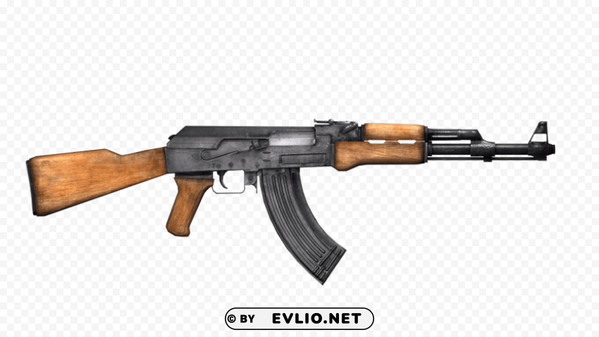 Classic Assault Rifle Wooden Grip Isolated Item With Clear Background PNG