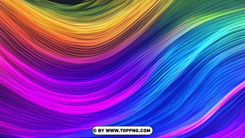 Colorful Abstract Wave Lines in Motion 4K Wallpaper Transparent Background Isolation in PNG Format
