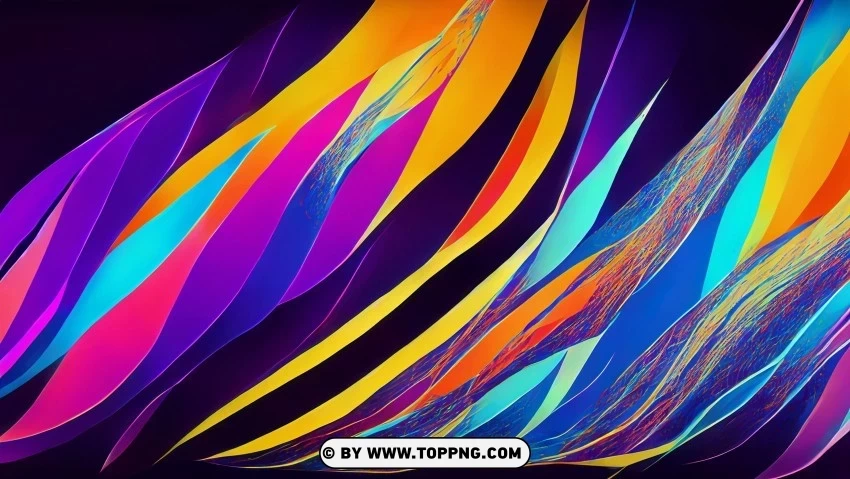 Colorful Abstract Waves art 4k Transparent Background Isolation in PNG Image