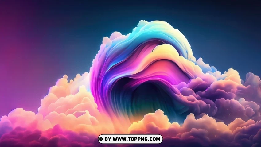 Colorful Abstract Waves of Whimsical Clouds in the Sky 4K Wallpaper Transparent PNG Isolated Artwork