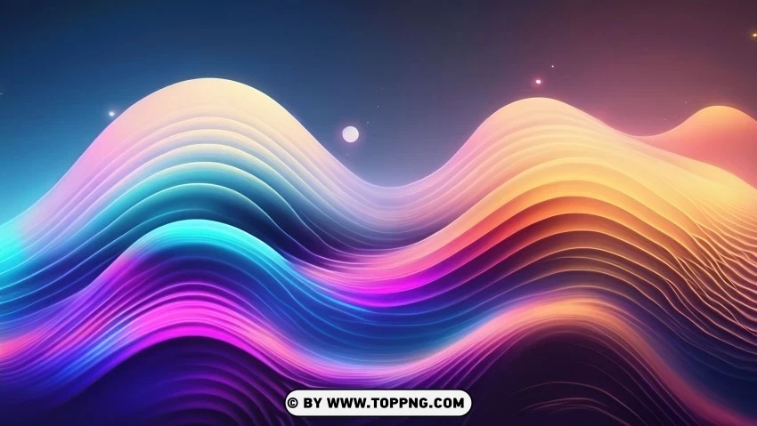 Colorful Digital Art with Fluid Waves and Motion Clean Background Isolated PNG Object