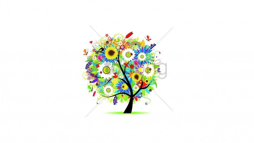 colorful drawing flowers trees wallpaper PNG files with clear background variety
