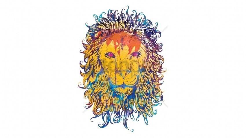 colorful drawing king king of beasts lion wallpaper Isolated PNG Element with Clear Transparency