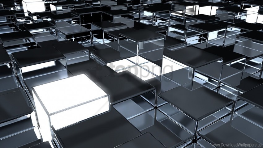 cubes glass reflection surface metal wallpaper Isolated Element in HighResolution Transparent PNG