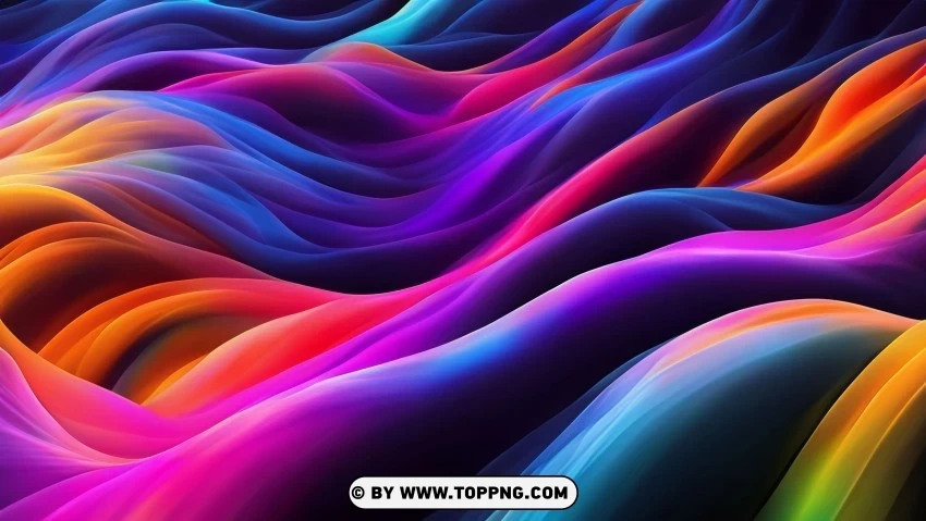 Digital of Colorful Abstract Flowing Waves 4K Wallpaper Transparent PNG Artwork with Isolated Subject