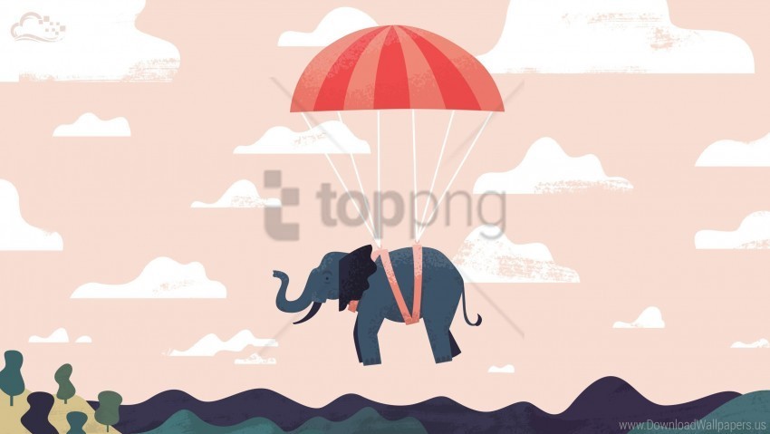digital elephant parasailing vector wallpaper Isolated Graphic on HighResolution Transparent PNG