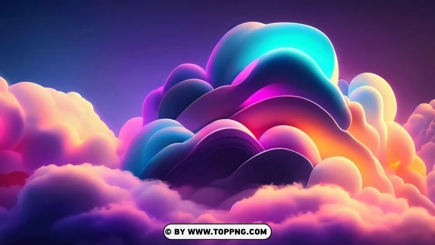 Dreamlike Abstract Waves of Colorful Clouds 4K Wallpaper Transparent PNG Isolated Design Element