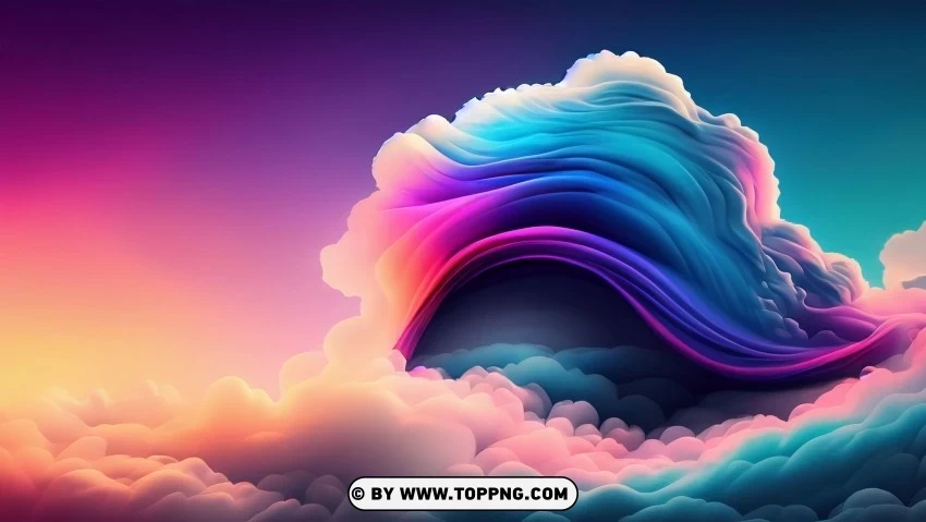Dreamy Abstract Waves of Colorful Clouds 4K Wallpaper Transparent PNG Isolated Element