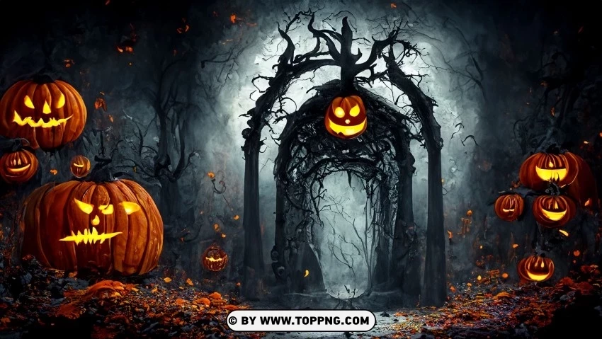 Eerie Halloween Portal High-Quality 4K Haunting Wallpaper PNG with transparent background for free