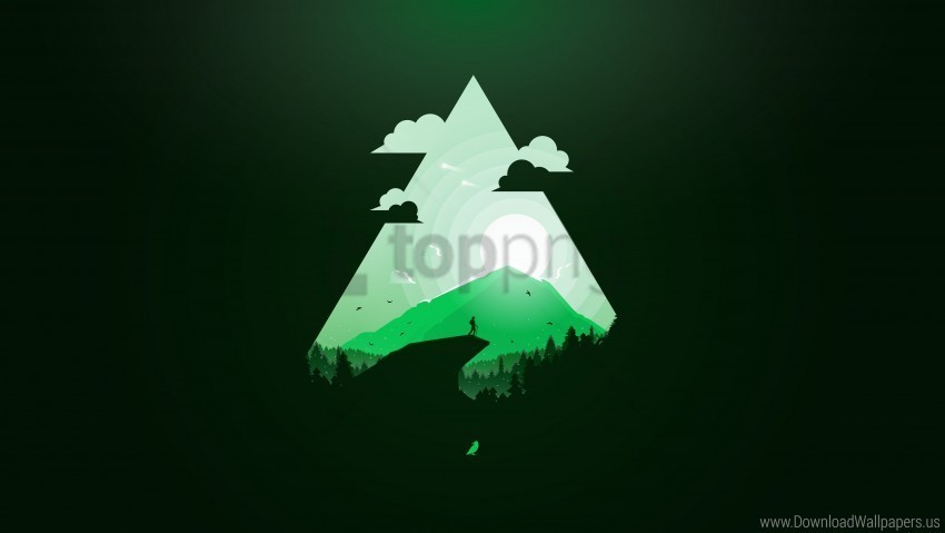 Green Minimal Paradise Wallpaper Clean Background Isolated PNG Character