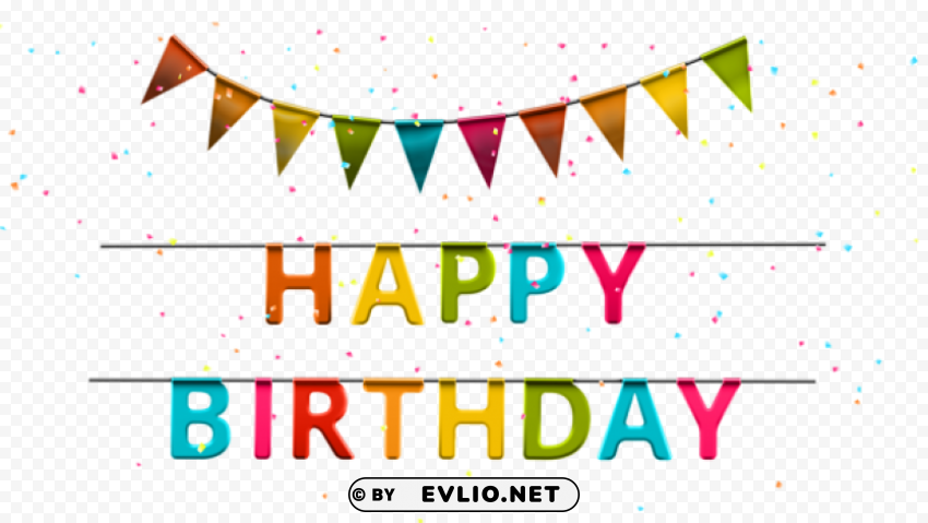 happy birthday with streamer Isolated Character in Clear Background PNG