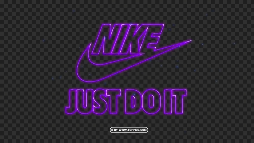 HD Nike Just Do It Neon Purple Outline With Tick Logo Transparent Background PNG Isolated Icon
