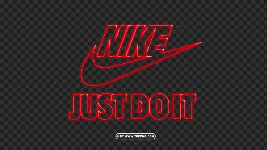 HD Red Outline Neon Nike Just Do It Text Logo Transparent Background PNG Isolated Illustration
