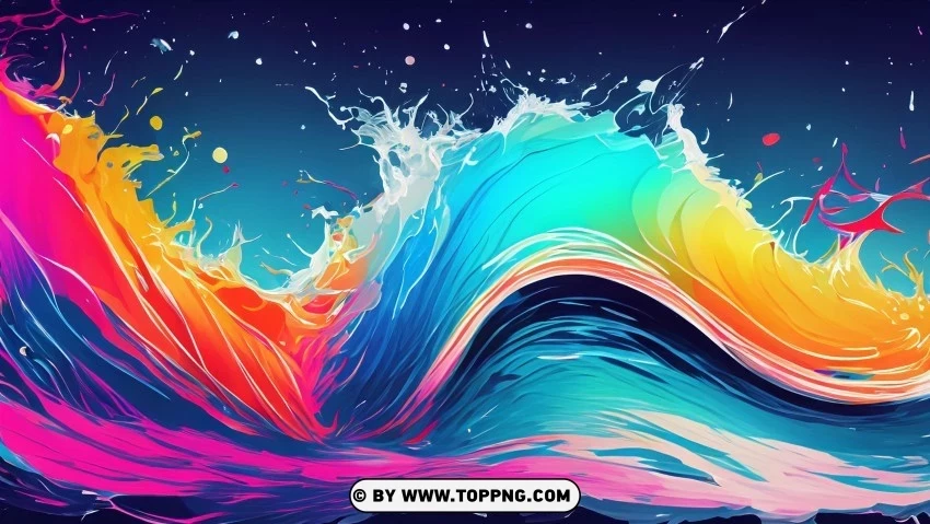 Luminous Waveforms Abstract Isolated Graphic with Transparent Background PNG