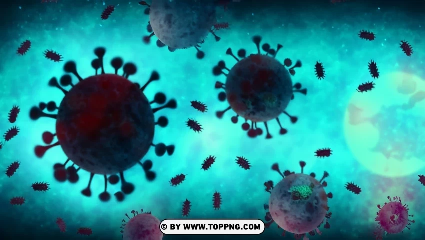 Medical Illustration Virus Bacteria and Cells in Alert Background Transparent PNG Isolated Element