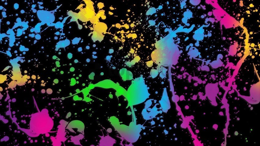 neon color splash paint PNG graphics with transparent backdrop