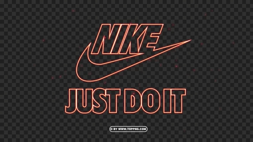 Nike Logo And Just Do It Symbol Gold Neon Text Effect Transparent Background PNG Isolated Item