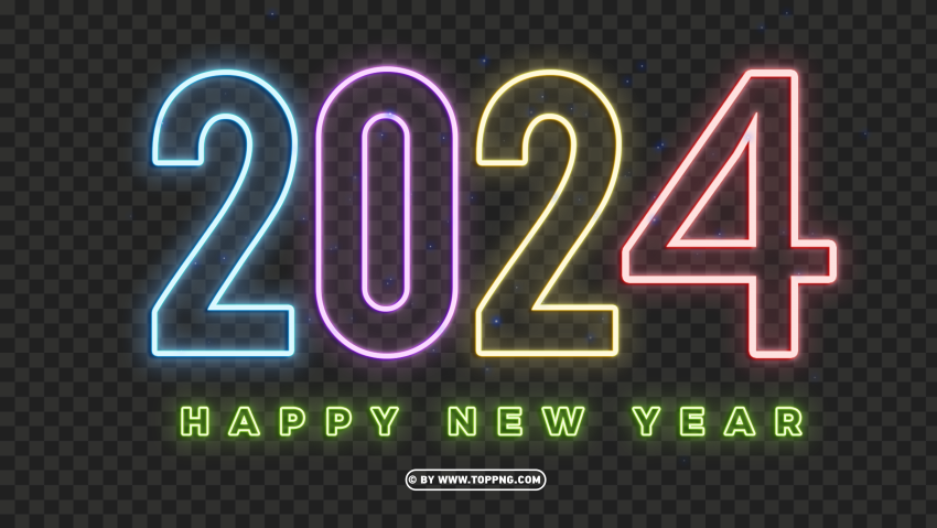 Hd 2024 Neon Sign Glowing Isolated Element On HighQuality PNG