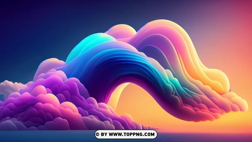 Pastel Colored Whimsical Abstract Waves of Clouds in the Sky 4K Wallpaper Transparent PNG Isolated Illustration