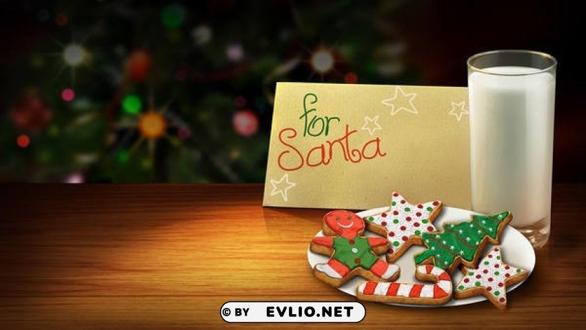 santa milk and cookies christmas ClearCut Background Isolated PNG Art