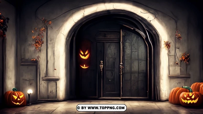 Spooky Halloween Gateway 4K High-Definition Haunting Background PNG without watermark free - Image ID 007c6fc3