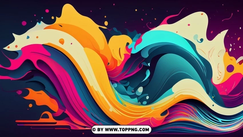 Technicolor Wavefronts Abstract Visual Composition Isolated Illustration On Transparent PNG