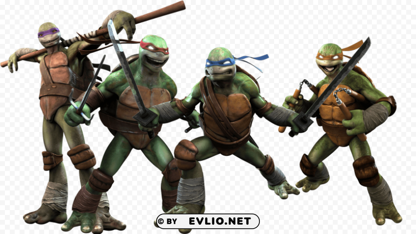 tmnt fighting group PNG transparent backgrounds