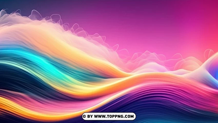 Vibrant Abstract Waves of Color Clear Background PNG Isolated Subject