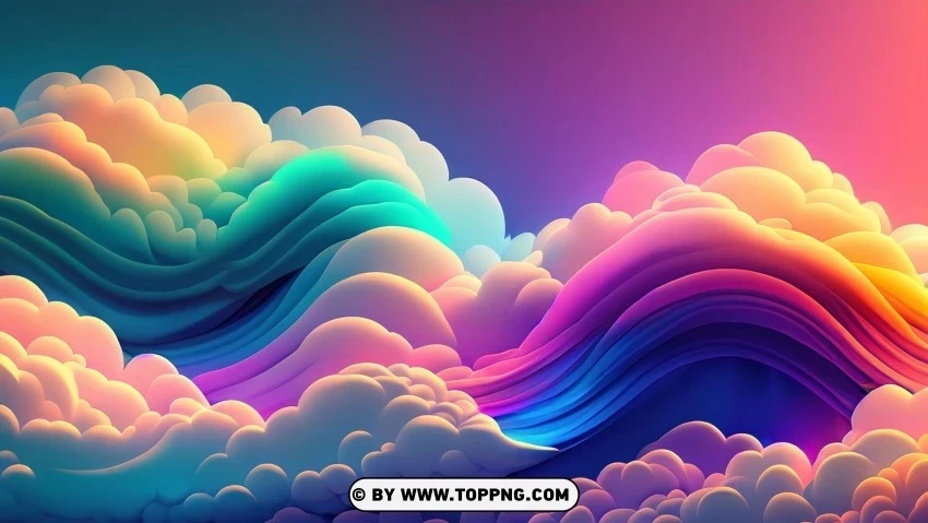 Whimsical Abstract Waves of Colorful Clouds in the Sky 4K Wallpaper Transparent PNG Isolated Object with Detail