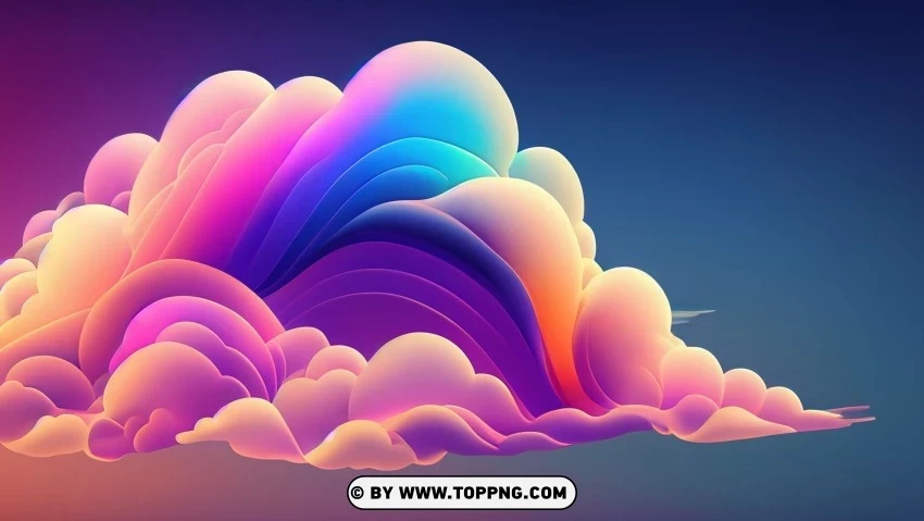 Whimsical and Dreamlike Abstract Waves of Colorful Clouds 4K Wallpaper Transparent PNG Isolated Subject