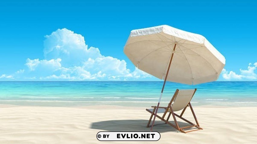 white beach lounge chair and umbrella Isolated Artwork in Transparent PNG