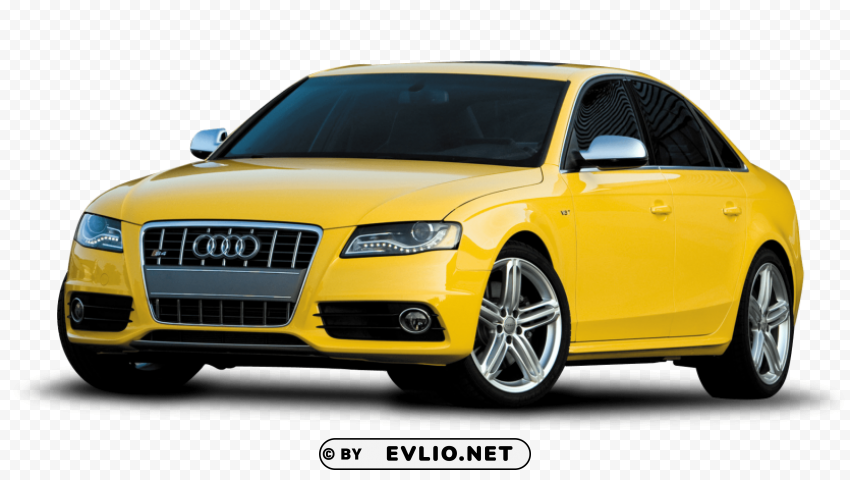 yellow audi car im Isolated Artwork on Clear Background PNG