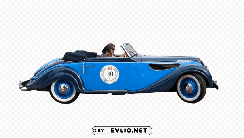 oldtimer blue cabriolet Isolated Object on Transparent PNG