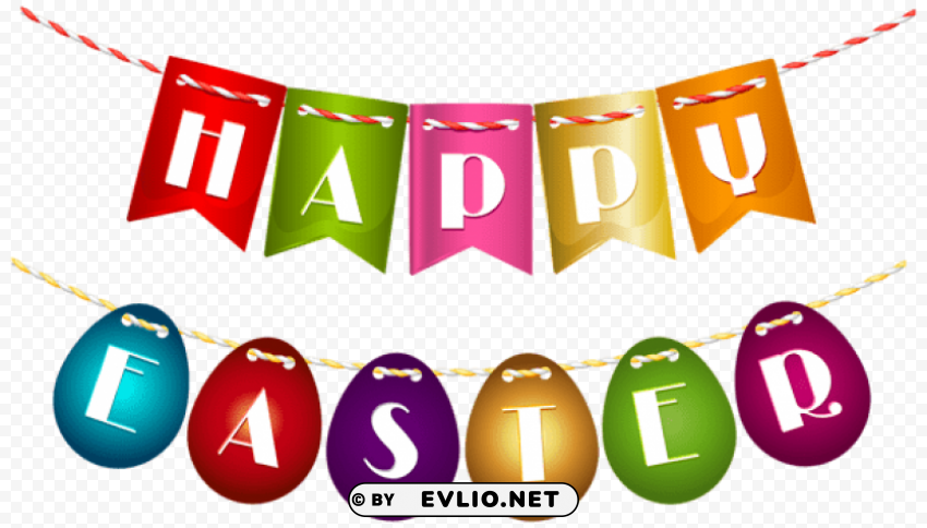happy easter streamer PNG with Isolated Object