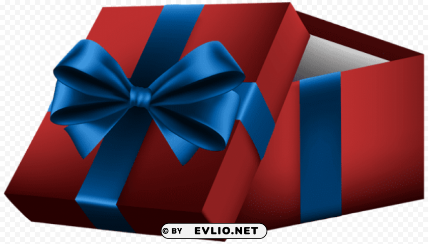 open gift box with red bow PNG images with clear alpha channel