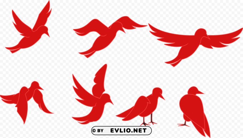 Red Bird Flying PNG Isolated Illustration With Clear Background