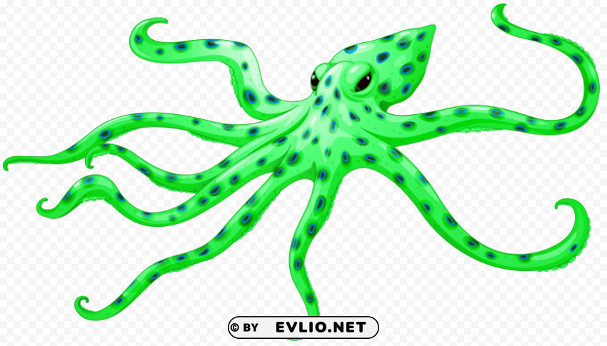 green octopus Transparent Background Isolated PNG Illustration