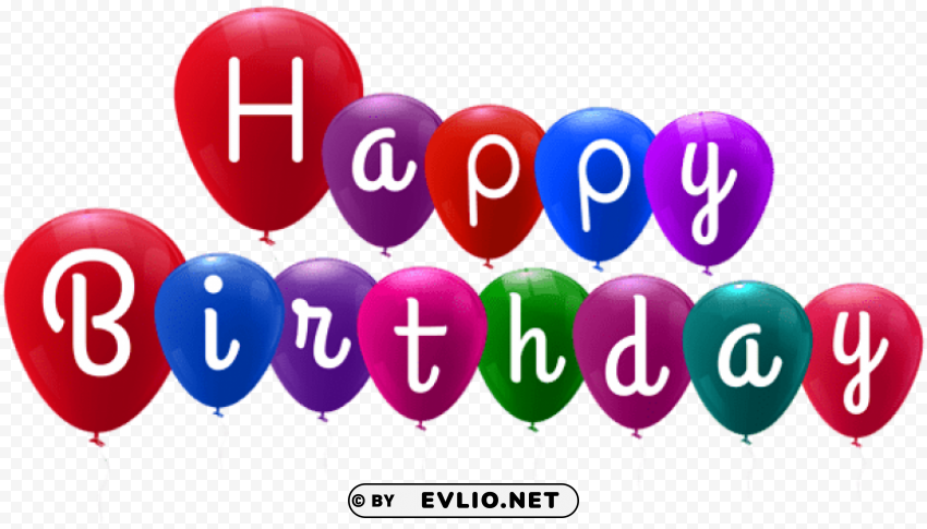 happy birthday balloons Isolated Artwork on Clear Background PNG