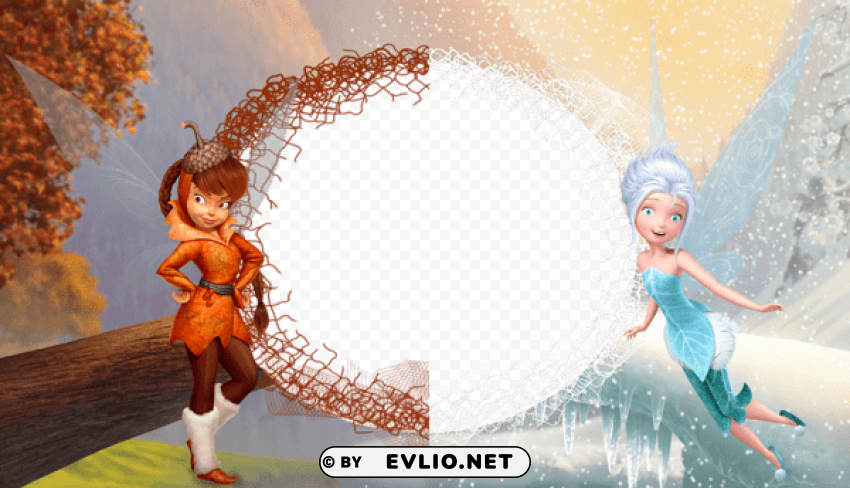 fawn and periwinkle fairies kidsframe Isolated Element with Transparent PNG Background
