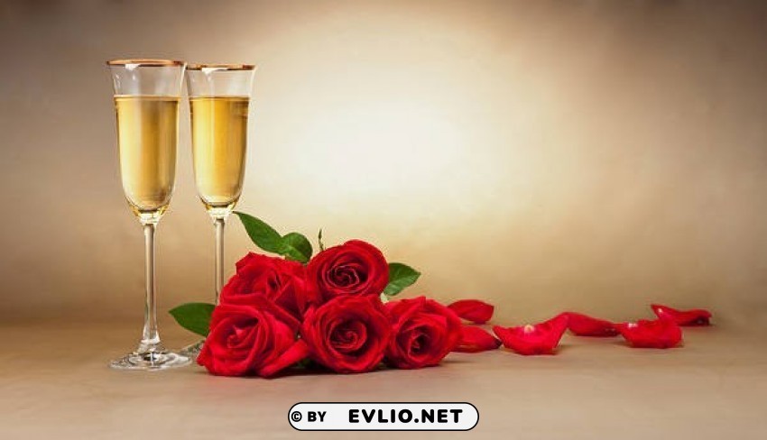 romanticwith roses and champagne Isolated Subject on HighQuality PNG