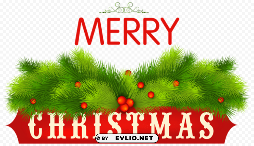 Merry Christmas Decorative Isolated PNG Object With Clear Background