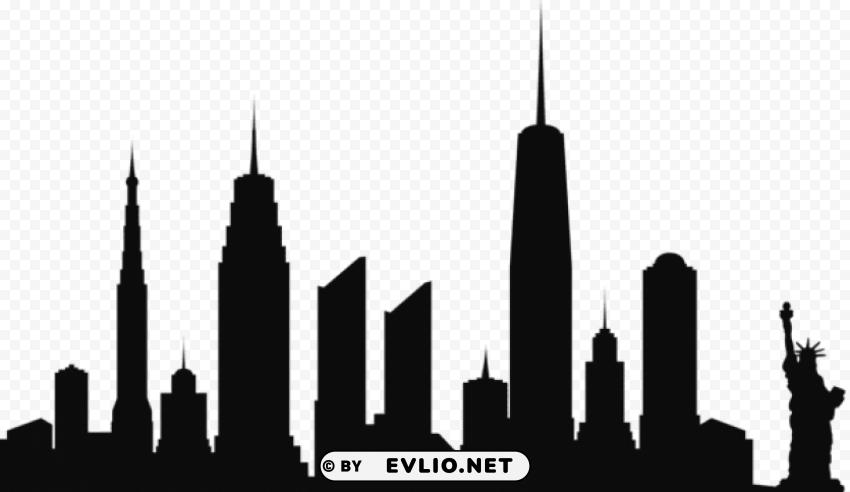new york city skyline silhouette Transparent PNG graphics archive