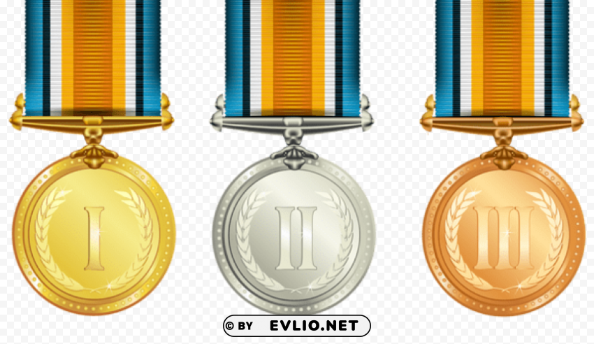 transparent medals set Isolated Element on HighQuality PNG