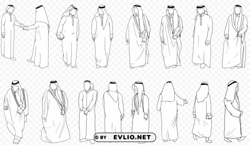 Arabic People Cutout Clear Background PNG Isolated Graphic